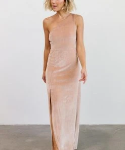 BB Custom Tatiana Velvet One Shoulder Maxi Dress | Champagne Dresses