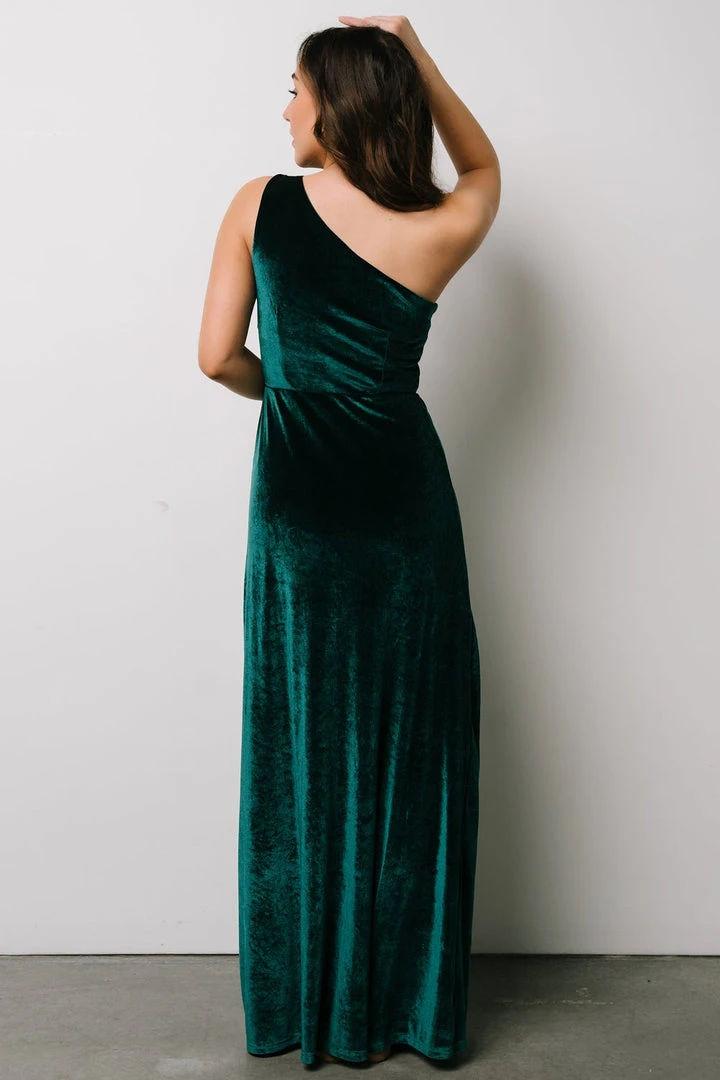 BB Custom Tatiana Velvet One Shoulder Maxi Dress | Emerald Dresses 6 BB Custom Tatiana Velvet One Shoulder Maxi Dress | Emerald Dresses