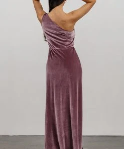BB Custom Tatiana Velvet One Shoulder Maxi Dress | Orchid