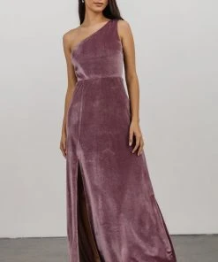 BB Custom Tatiana Velvet One Shoulder Maxi Dress | Orchid