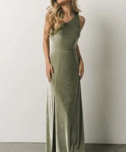 BB Custom Tatiana Velvet One Shoulder Maxi Dress | Sage Dresses