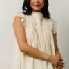 IL Tops Tayler Mock Neck Blouse | Cream