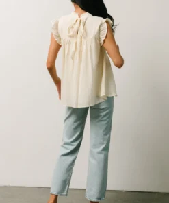 IL Tops Tayler Mock Neck Blouse | Cream