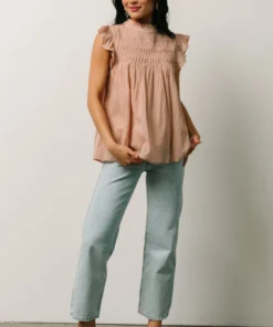 IL Tayler Mock Neck Blouse | Peach