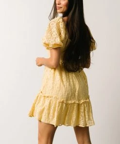 FT Terry Puff Sleeve Mini Dress | Yellow
