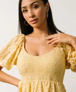 FT Terry Puff Sleeve Mini Dress | Yellow