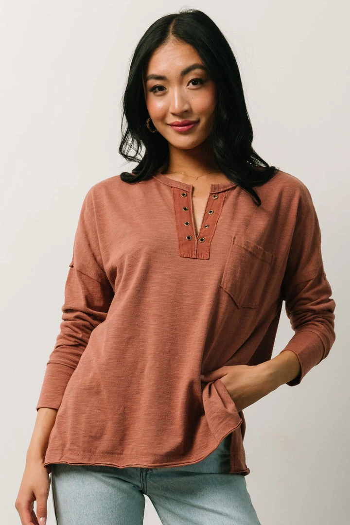 IL Thatcher Long Sleeve Top | Clay Boho 1 IL Thatcher Long Sleeve Top | Clay Boho