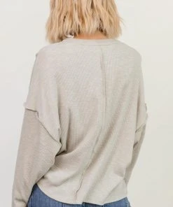 LUM Thayne Henley Long Sleeve Shirt | Light Gray Tops