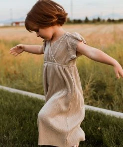BB Custom Toddler Athena Pleated Midi Dress | Gold Flower Girl
