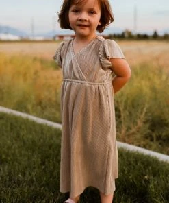 BB Custom Toddler Athena Pleated Midi Dress | Gold Flower Girl