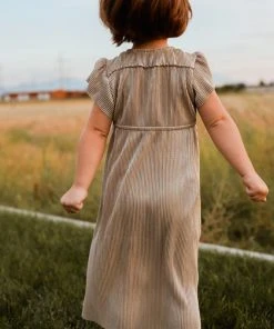 BB Custom Toddler Athena Pleated Midi Dress | Gold Flower Girl