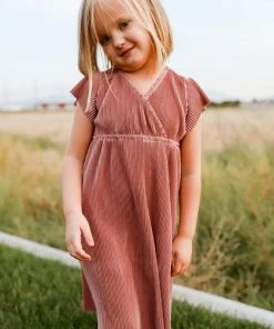 BB Custom Dresses Toddler Athena Pleated Midi Dress | Rose