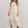 POL Tommi Smocked Midi Dress | Vintage Cream