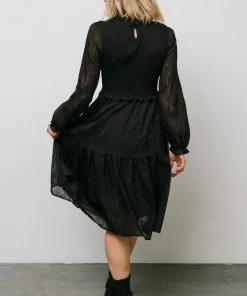 HAY Trinity Smocked Dotted Midi Dress | Black Dresses 16 HAY Trinity Smocked Dotted Midi Dress | Black Dresses