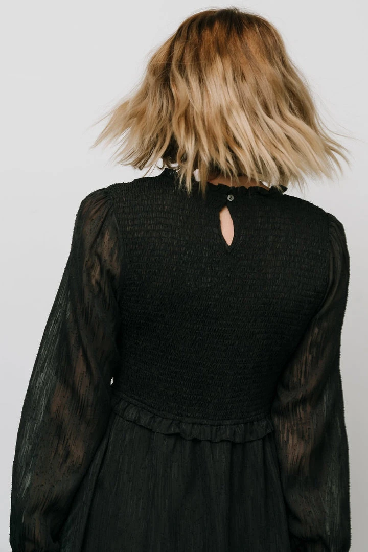 HAY Trinity Smocked Dotted Midi Dress | Black Dresses 9 HAY Trinity Smocked Dotted Midi Dress | Black Dresses