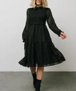 HAY Trinity Smocked Dotted Midi Dress | Black Dresses 15 HAY Trinity Smocked Dotted Midi Dress | Black Dresses