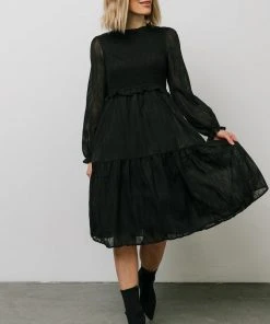 HAY Trinity Smocked Dotted Midi Dress | Black Dresses 13 HAY Trinity Smocked Dotted Midi Dress | Black Dresses