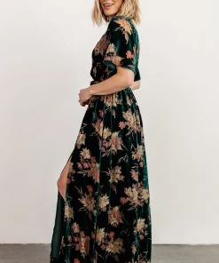 BB Custom Uma Velvet Maxi Dress | Jade Floral Dresses