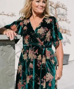 BB Custom Uma Velvet Maxi Dress | Jade Floral Dresses