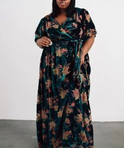 BB Custom Uma Velvet Maxi Dress | Jade Floral Dresses