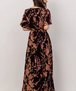 BB Custom Uma Velvet Maxi Dress | Plum Floral Dresses