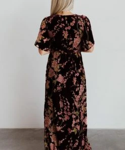 BB Custom Uma Velvet Maxi Dress | Plum Floral Dresses