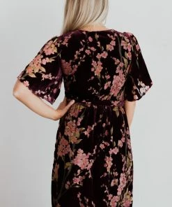 BB Custom Uma Velvet Maxi Dress | Plum Floral Dresses