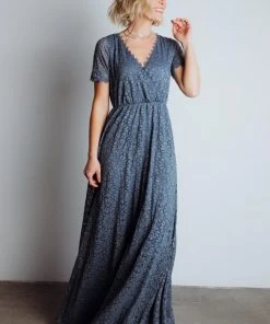 RR Dresses Venice Lace Maxi Dress | Slate Blue
