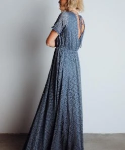 RR Dresses Venice Lace Maxi Dress | Slate Blue