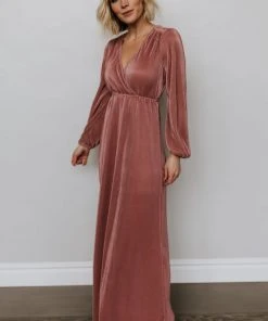 BB Custom Venus Pleated Maxi Dress | Rose