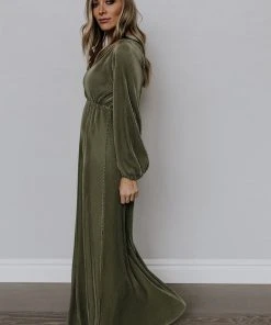 BB Custom Dresses Venus Pleated Maxi Dress | Sage
