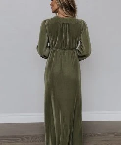 BB Custom Dresses Venus Pleated Maxi Dress | Sage