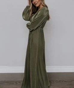 BB Custom Dresses Venus Pleated Maxi Dress | Sage