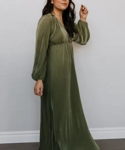 BB Custom Dresses Venus Pleated Maxi Dress | Sage