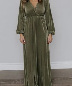 BB Custom Dresses Venus Pleated Maxi Dress | Sage