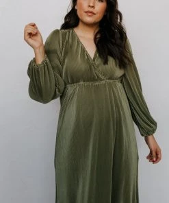 BB Custom Dresses Venus Pleated Maxi Dress | Sage
