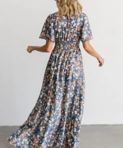 BB Custom Verona Smocked Maxi Dress | Blue Floral