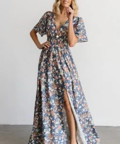 BB Custom Verona Smocked Maxi Dress | Blue Floral