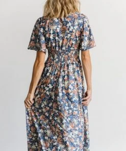 BB Custom Verona Smocked Maxi Dress | Blue Floral