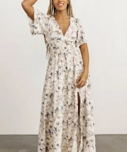 BB Custom Dresses Verona Smocked Maxi Dress | White Watercolor