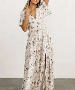 BB Custom Dresses Verona Smocked Maxi Dress | White Watercolor