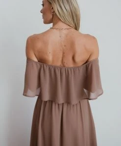 BB Custom Victoria Off Shoulder Maxi Dress | Mocha