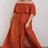 BB Custom Maxi Dresses Victoria Off Shoulder Maxi Dress | Rust