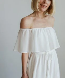 BB Custom Dresses Victoria Off Shoulder Maxi Dress | White