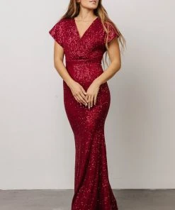 RR Dresses Vienna Sequin Maxi Dress | Burgundy