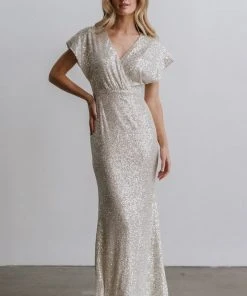 RR Vienna Sequin Maxi Dress | Cream Dresses