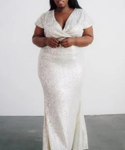 RR Vienna Sequin Maxi Dress | Cream Dresses