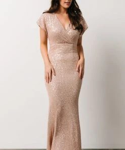 RR Vienna Sequin Maxi Dress | Rose Gold