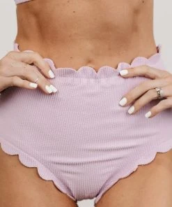 BJB Virginia Scalloped High Waist Bikini Bottom | Lilac