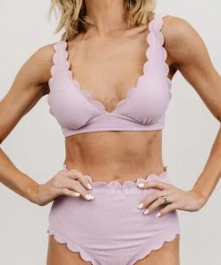 BJB Virginia Scalloped High Waist Bikini Bottom | Lilac